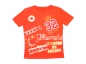 Preview: Stretchshirt Gr. 104/110 orange/rot mit Strasssteinchen und Aufdruck