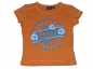 Preview: T-Shirt Gr. 110 Aldi orange mit blauem Aufdruck – surfen