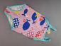 Preview: Baumwollbadeanzug Gr. 116 mini Boden rosa/blau Fische