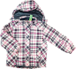 Preview: Winteranorak Gr. 122 rosa/grau/weiß kariert mit Kaputze
