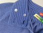 Preview: Bolerostrickjacke Gr. 164 s.Oliver blau/lila kurzarm dick gestrickt Acrylwolle