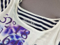 Preview: ¾ Arm Shirt Gr. 36 soccx weiß/dunkelblau/lila gestreift