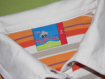 Poloringelshirt Gr. 68/74 Topolino orange/weiß mit Schmetterling und Flügelärmeln