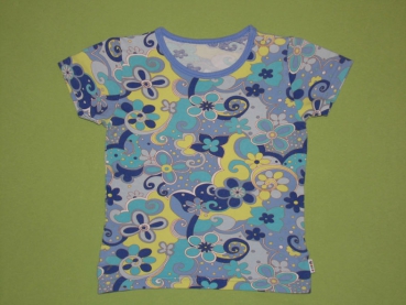 Stretchshirt Gr. 104/110 Jako-o blau mit gelbgrünen Blumen