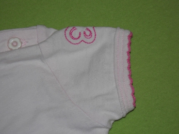 T-Shirt Gr. 68/74 rosa mit pinker Häkelkante