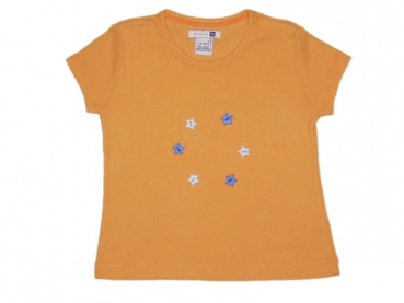 T-Shirt Gr. 74 orange mit blauen Sternknöpfen