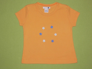 T-Shirt Gr. 74 orange mit blauen Sternknöpfen