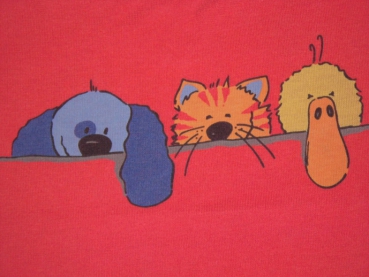 T-Shirt Gr. 80 Jako-o rot mit Hund, Katze und Ente