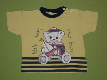 T-Shirt Gr. 62/68 gelb, blauen Streifen und Matrosenteddy mit Segelboot