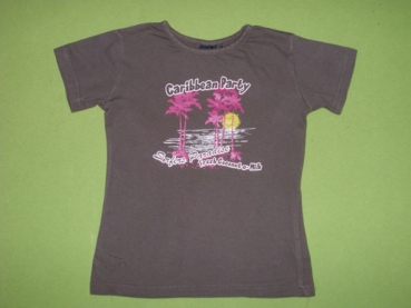 T-Shirt Gr. 110/116 Aldi braun mit Aufdruck – Caribean Party