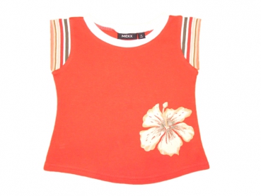 T-Shirt Gr. 80/86 Mexx orange/rot olive mit Blumendruck