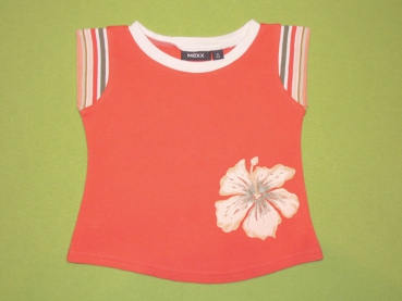 T-Shirt Gr. 80/86 Mexx orange/rot olive mit Blumendruck