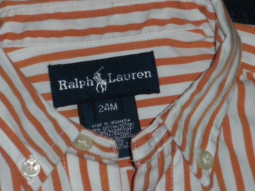 Hemd Gr. 86/92 Ralph Lauren orange oder blau gestreift