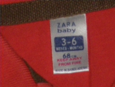 Langarmshirt Gr. 68/74 Zara rot mit Kragen