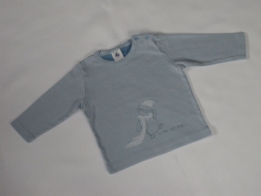 Sweatshirt Gr. 68 Petit Bateau hellblau mit Pinguin