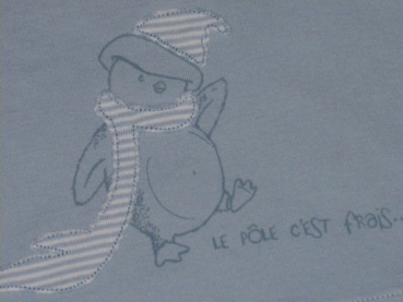 Sweatshirt Gr. 68 Petit Bateau hellblau mit Pinguin