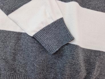 Strickpullover Gr. 158/164 O.N. Blockstreifen grau/weiß