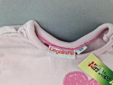 Langarmshirt Gr. 62/68 Liegelind rosa Häschennase