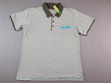 Poloshirt Gr. 170/176 Schiesser grau gestreift kurzarm