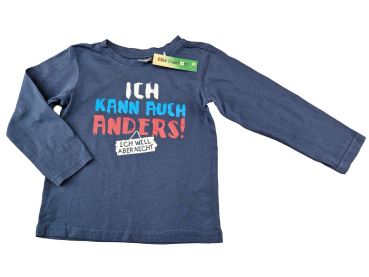 Langarmshirt Gr. 104 dunkelblau – Ich kann auch anders...