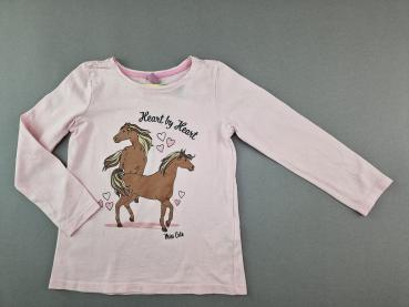 Langarmshirt Gr. 98 rosa mit Pferdchen und Glitzerherzen