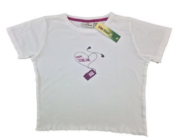 T-Shirt kurz Gr. 128/134 Tom Taylor weiß mit lila mp3 Player