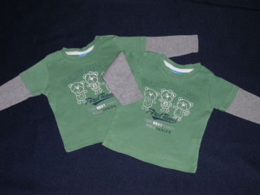 Langarmshirt Gr. 74 Topolino grün/grau