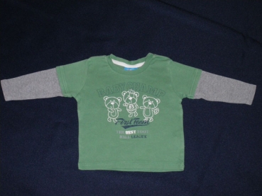 Langarmshirt Gr. 74 Topolino grün/grau