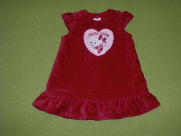 Samtkleid Gr. 74 H&M Hello Kitty rot mit Herz