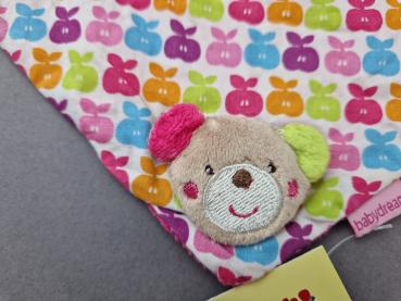 kleines kuschliges Tuch pink mit Teddybär Klettverschluß