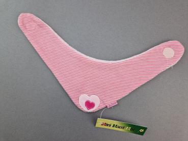 kuschliges Halstuch geringelt rosa/pink mit Herz und Klett