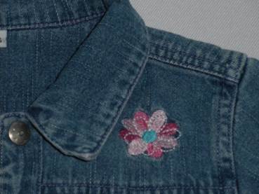 Jeansjacke Gr. 80 blau mit Blumenstickerei