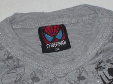 Achselshirt Gr. 110/116 Spiderman grau mit Spinnen