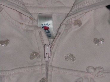 Sweatjacke Gr. 86 C&A rosa mit Glitzerherzen