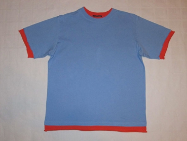 T-Shirt Gr. 158/164 Landsend hellblau orange 2 Lagen Look