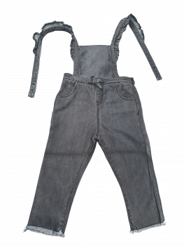 coole Jeanslatzhose Gr. 92/98 Zara dunkelgrau Rüschen