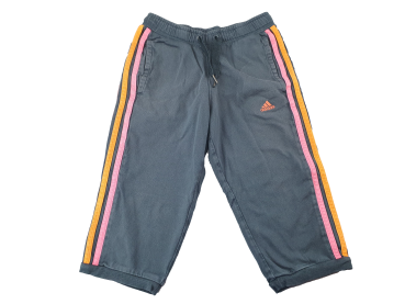 ¾ Sporthose Gr. 140 Adidas dunkelblau mit pink/orangen Streifen