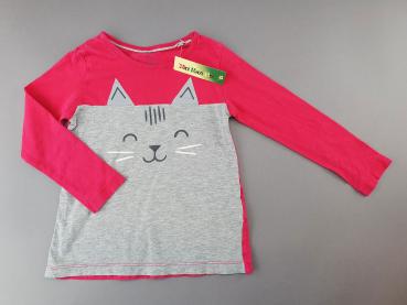 Langarmshirt Gr. 98 pink/grau Katze