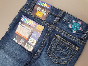 Stretchjeans Gr. 86 blau mit Blumen NEU