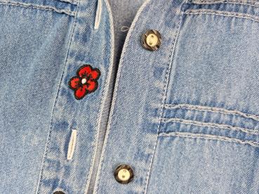 Jeansbluse mit Blumenverzierung Gr. 110 Kids Outfit kurzarm