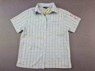 Hemd Gr. 128 H&M hellblau/braun Karomuster kurzarm