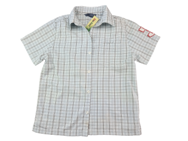 Hemd Gr. 128 H&M hellblau/braun Karomuster kurzarm