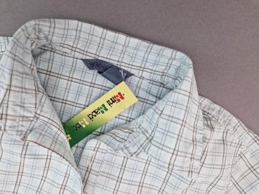 Hemd Gr. 128 H&M hellblau/braun Karomuster kurzarm