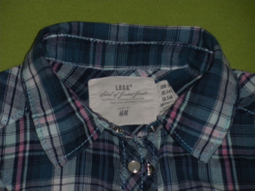 Bluse Gr. 98/104 H&M blau/rosa kariert ärmellos