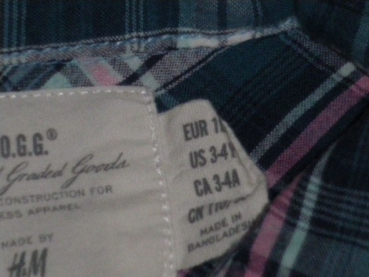 Bluse Gr. 98/104 H&M blau/rosa kariert ärmellos