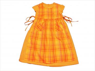 Sommerkleid Gr. 128 kidzonly orange kariert mit Schürze