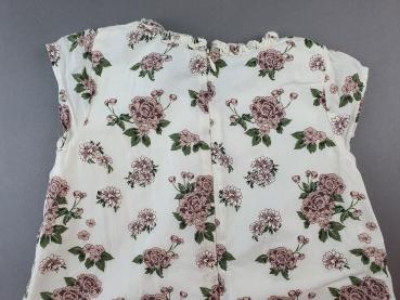 schickes Sommerkleidchen Gr. 98 Klitzeklein weiß/braun mit Blumen, Falbeln, Unterkleid