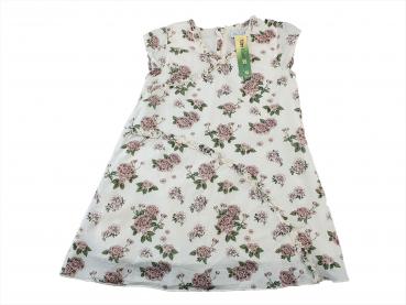 schickes Sommerkleidchen Gr. 98 Klitzeklein weiß/braun mit Blumen, Falbeln, Unterkleid