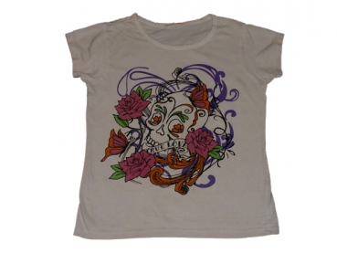 T-Shirt Gr. 140 mit Rosen und Totenkopf