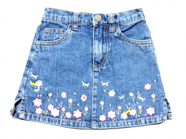 Jeansrock Gr. 86 H&M blau mit Blumenstickerei